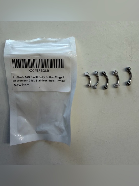 None Jewelry - 14G 316L Stainless Steel Belly Button Rings Set of 5, 2 Regular, 3 Gemstone